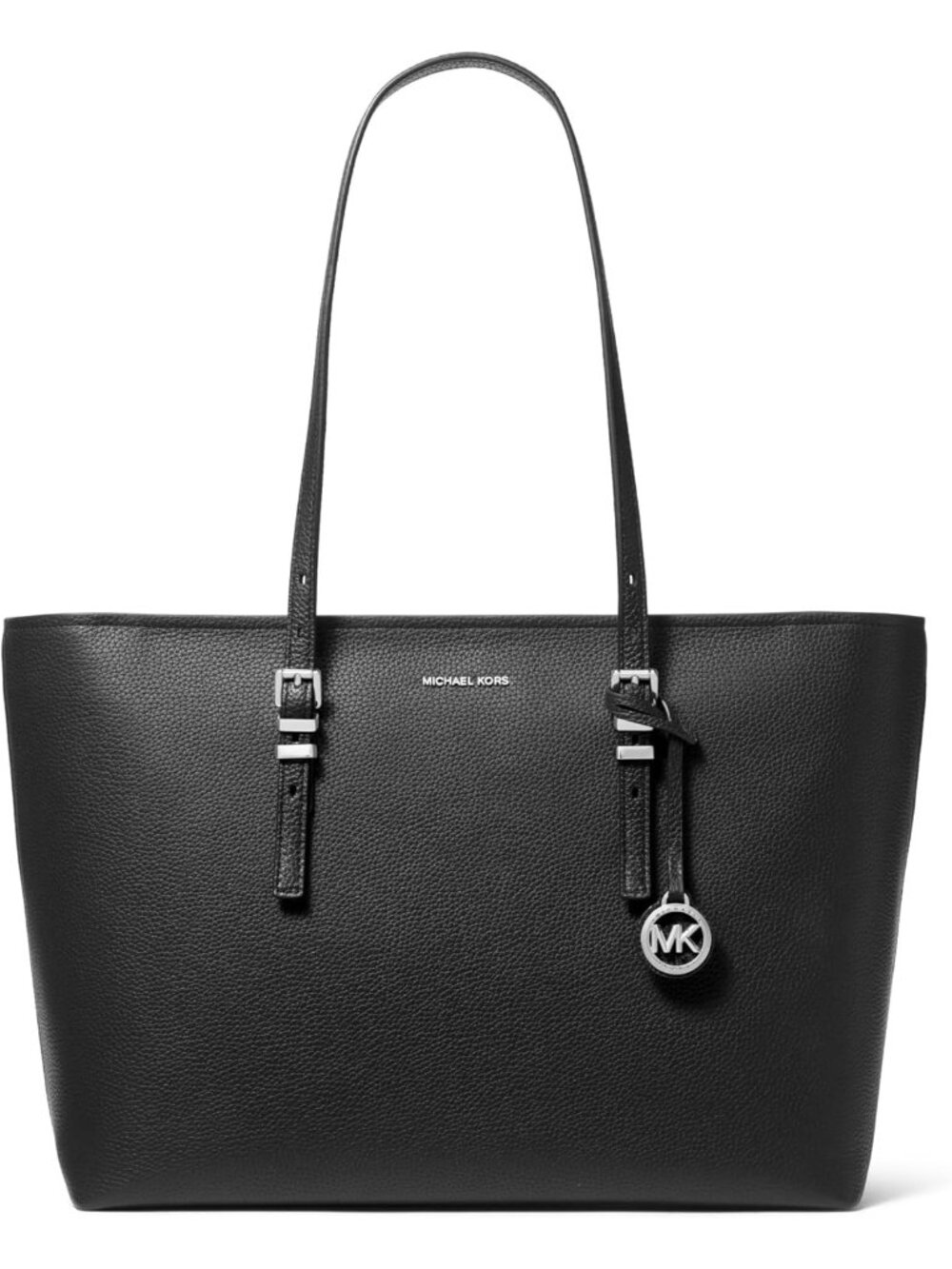 Women’s Silver-Tone Hardware/Black Imported Large Quinn Top-Zip Tote Handbag